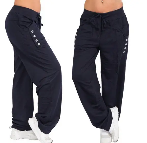 Women's Grey Lace-Up Loose Pants 2018 - Image 2