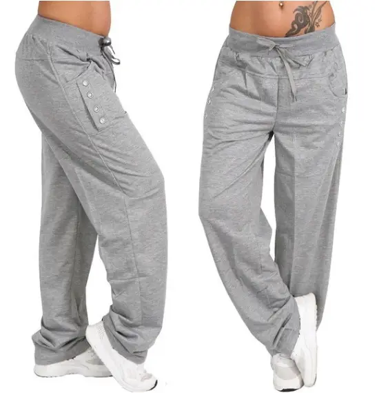 Women's Grey Lace-Up Loose Pants 2018 - Image 3