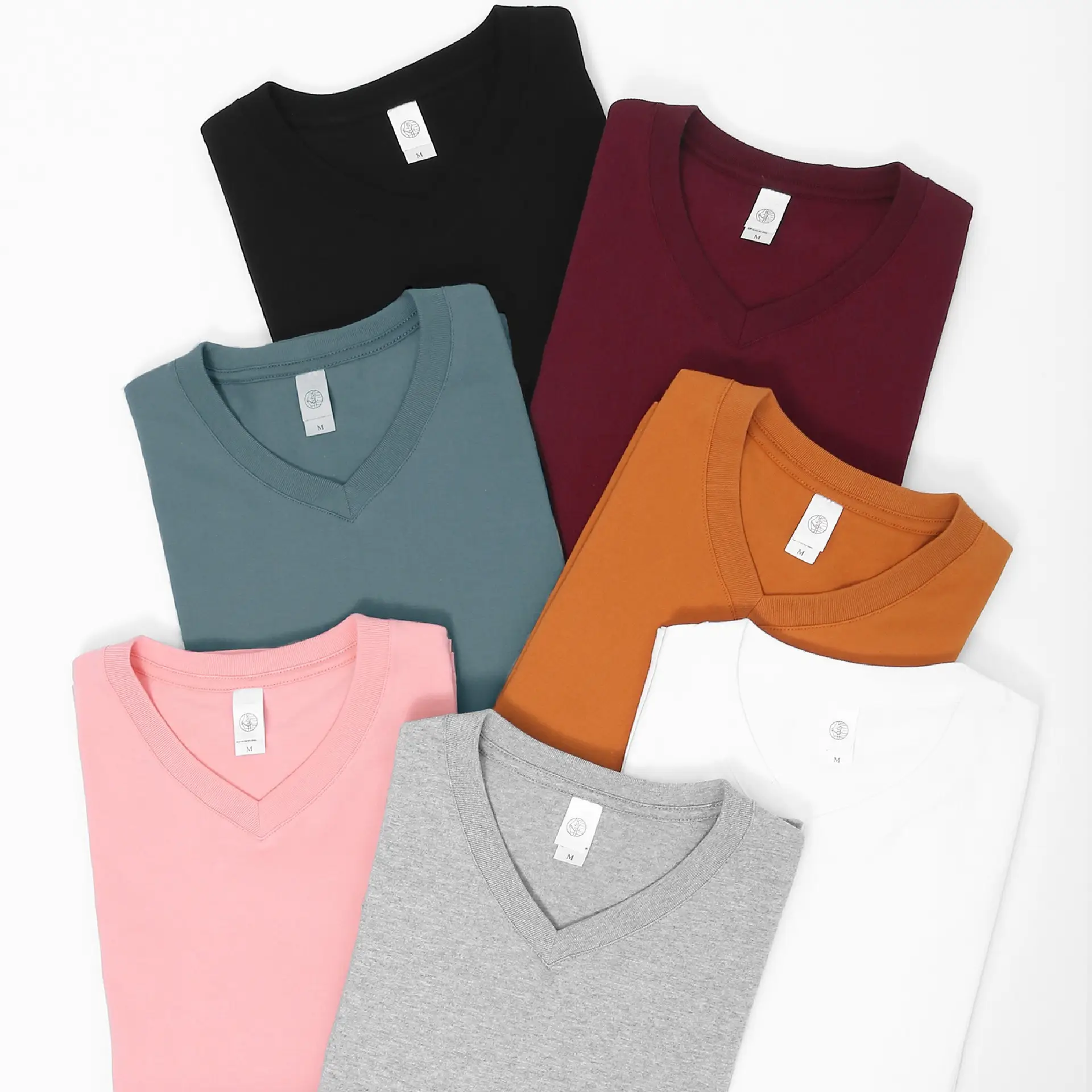 Men V-Neck Pure Cotton T-Shirt 200g Grey - Image 10