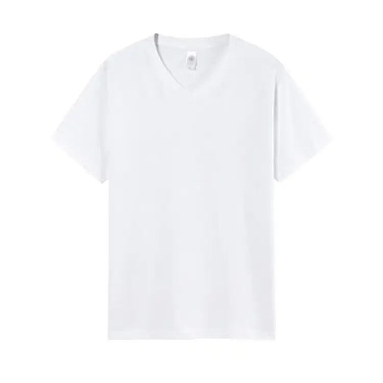Men V-Neck Pure Cotton T-Shirt 200g Grey - Image 12