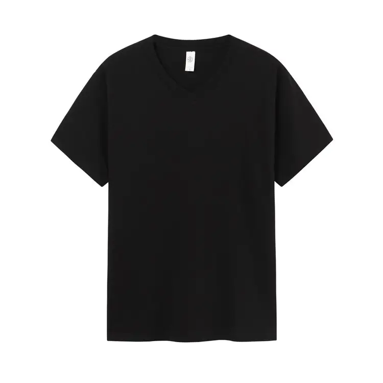 Men V-Neck Pure Cotton T-Shirt 200g Grey - Image 3