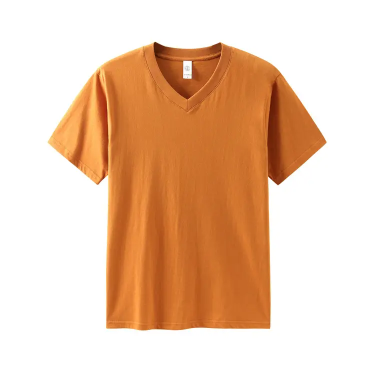 Men V-Neck Pure Cotton T-Shirt 200g Grey - Image 4