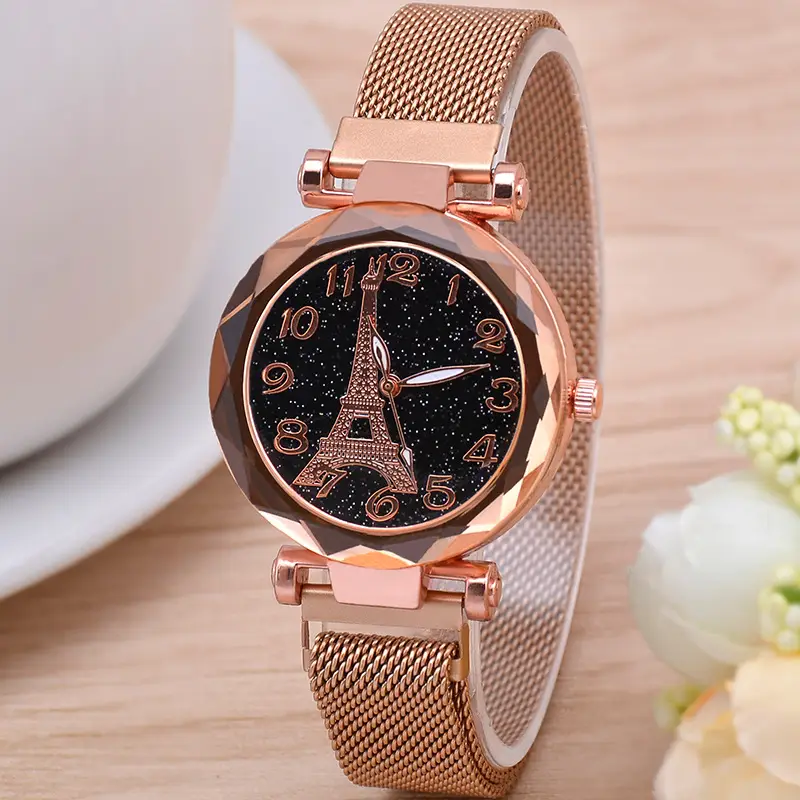 Women's Magnetic Starry Sky Watch with Blue Mesh Belt - Image 8