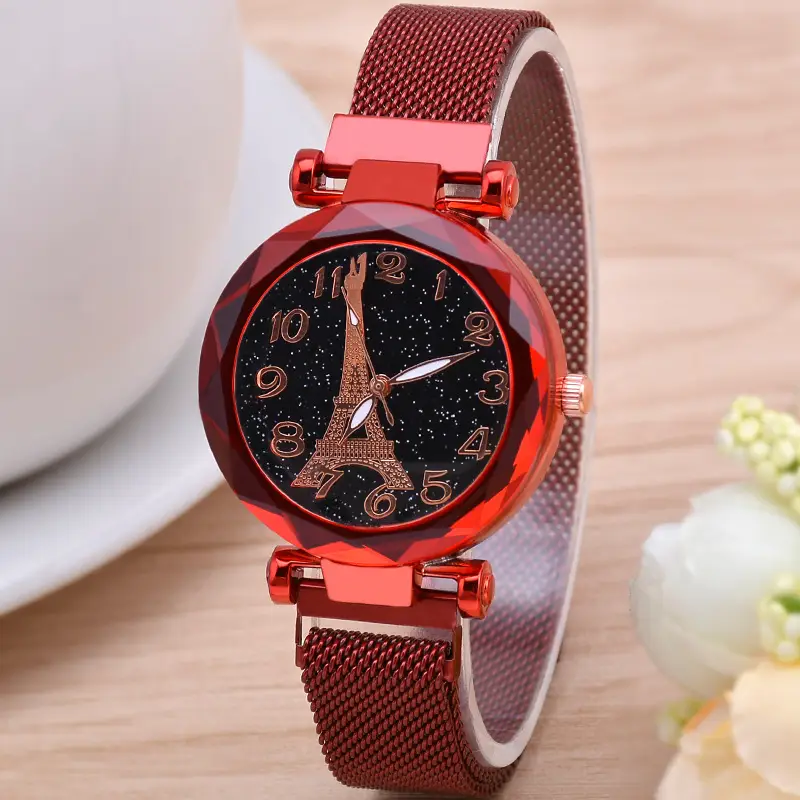 Women's Magnetic Starry Sky Watch with Blue Mesh Belt - Image 9