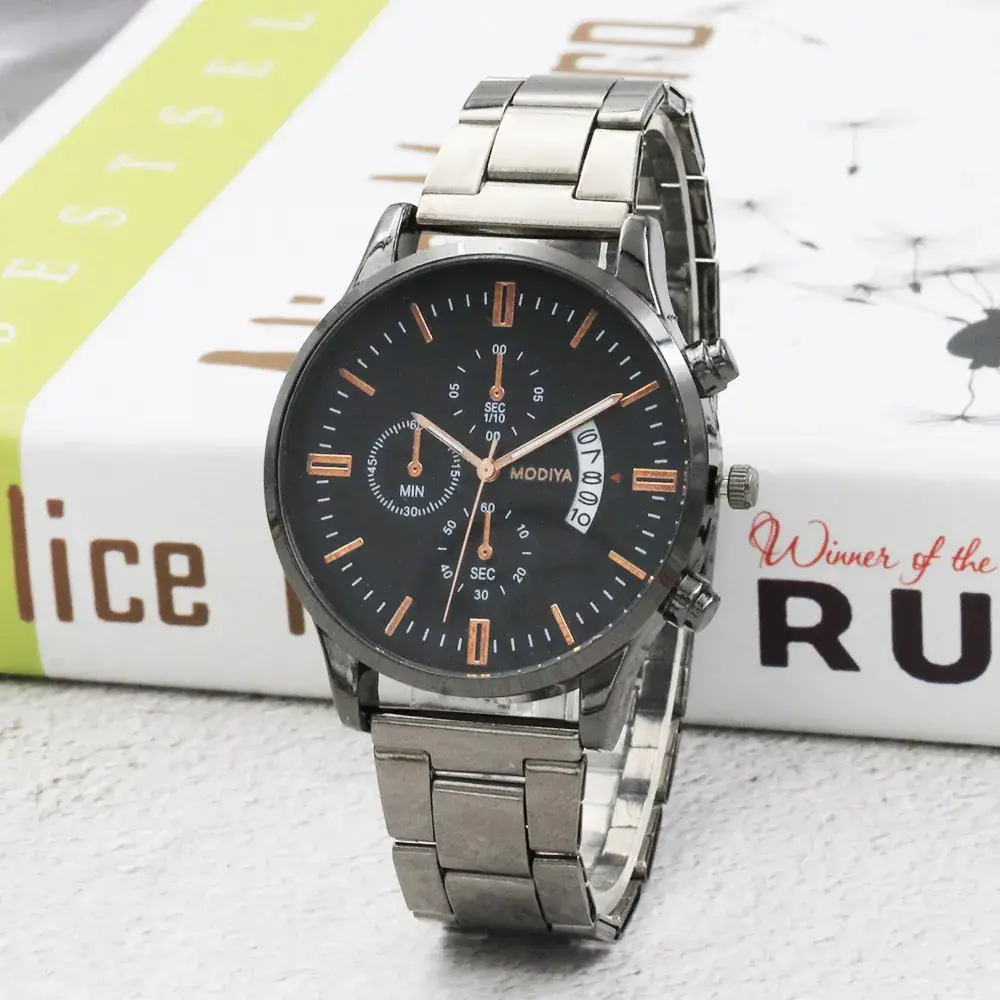 Men's Steel Band Chronograph Watch with Large Calendar - Image 2