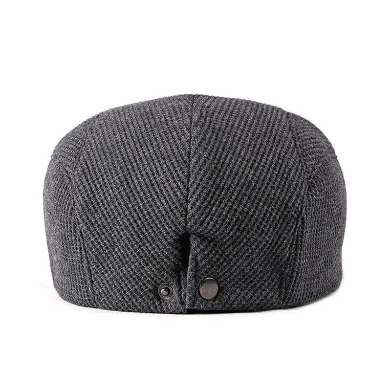 Men's Velvet Beret Winter Warm Cap Black - Image 10