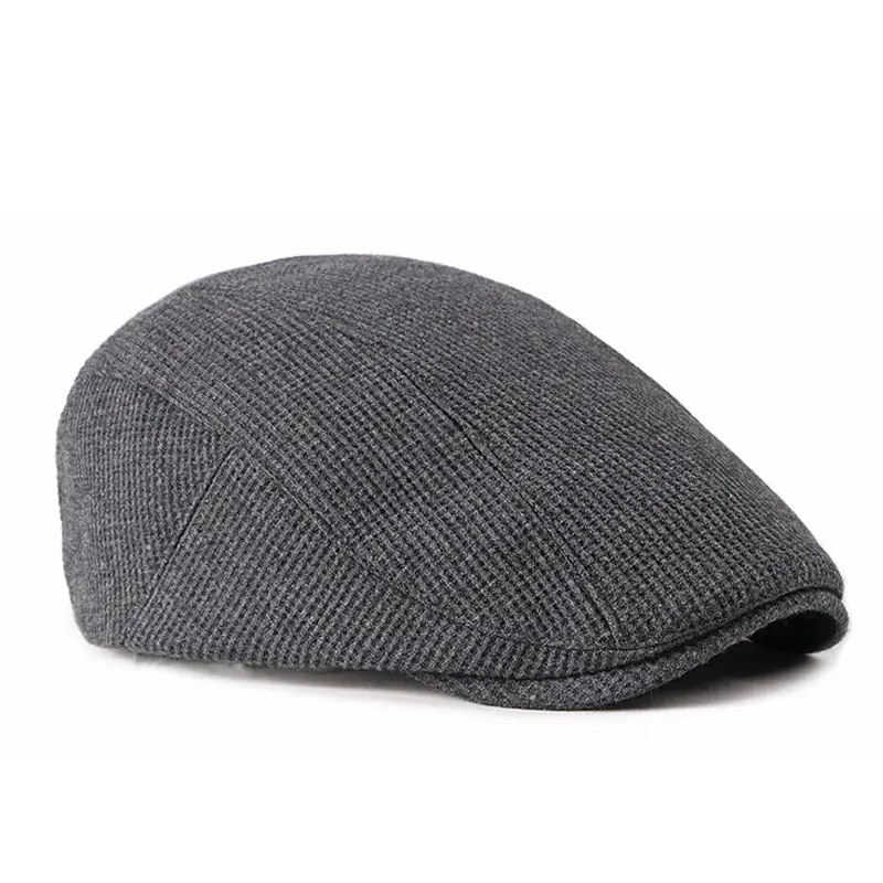 Men's Velvet Beret Winter Warm Cap Black - Image 11