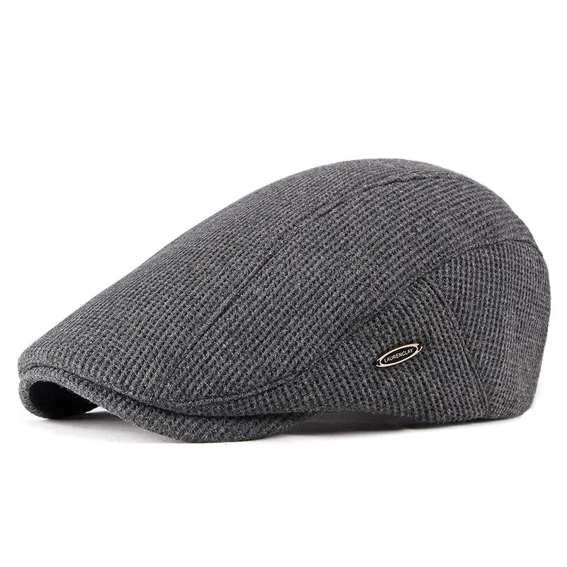 Men's Velvet Beret Winter Warm Cap Black - Image 3