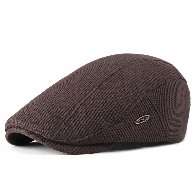Men's Velvet Beret Winter Warm Cap Black - Image 4