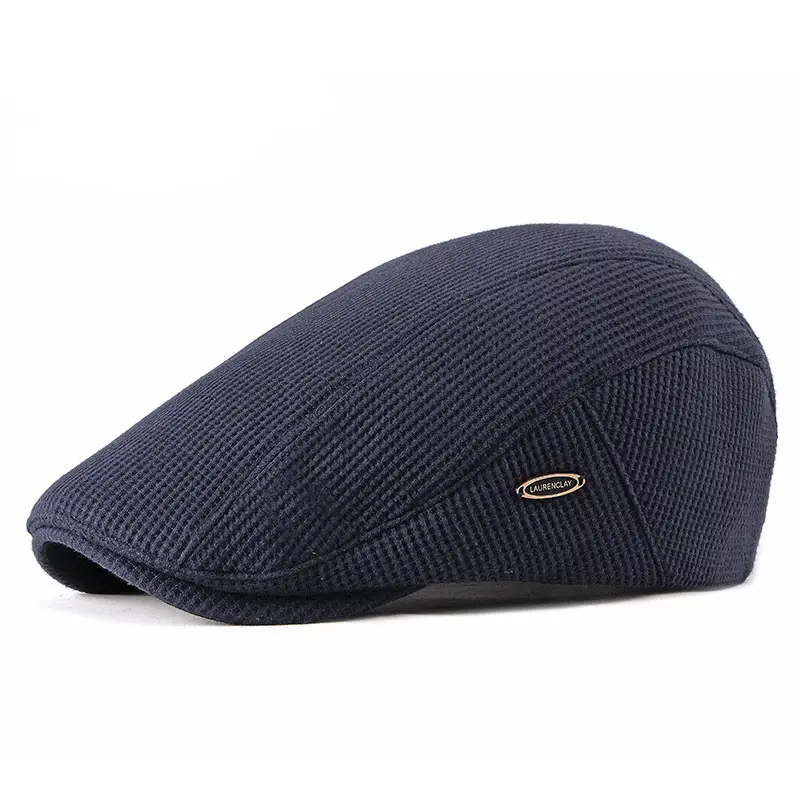 Men's Velvet Beret Winter Warm Cap Black - Image 6