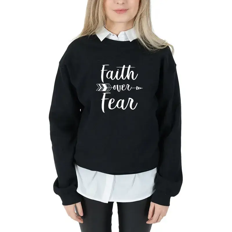 Faith Over Fear Crewneck Yellow Sweatshirt