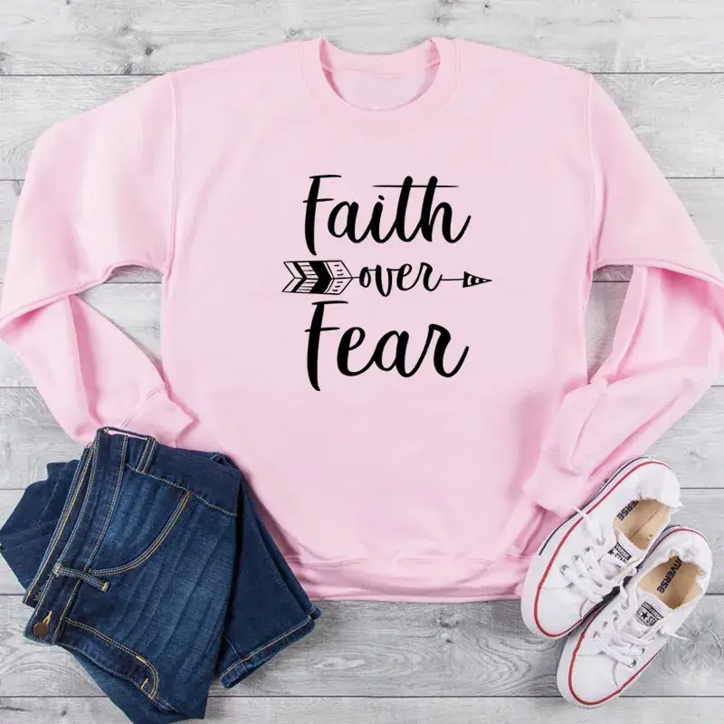 Faith Over Fear Crewneck Yellow Sweatshirt