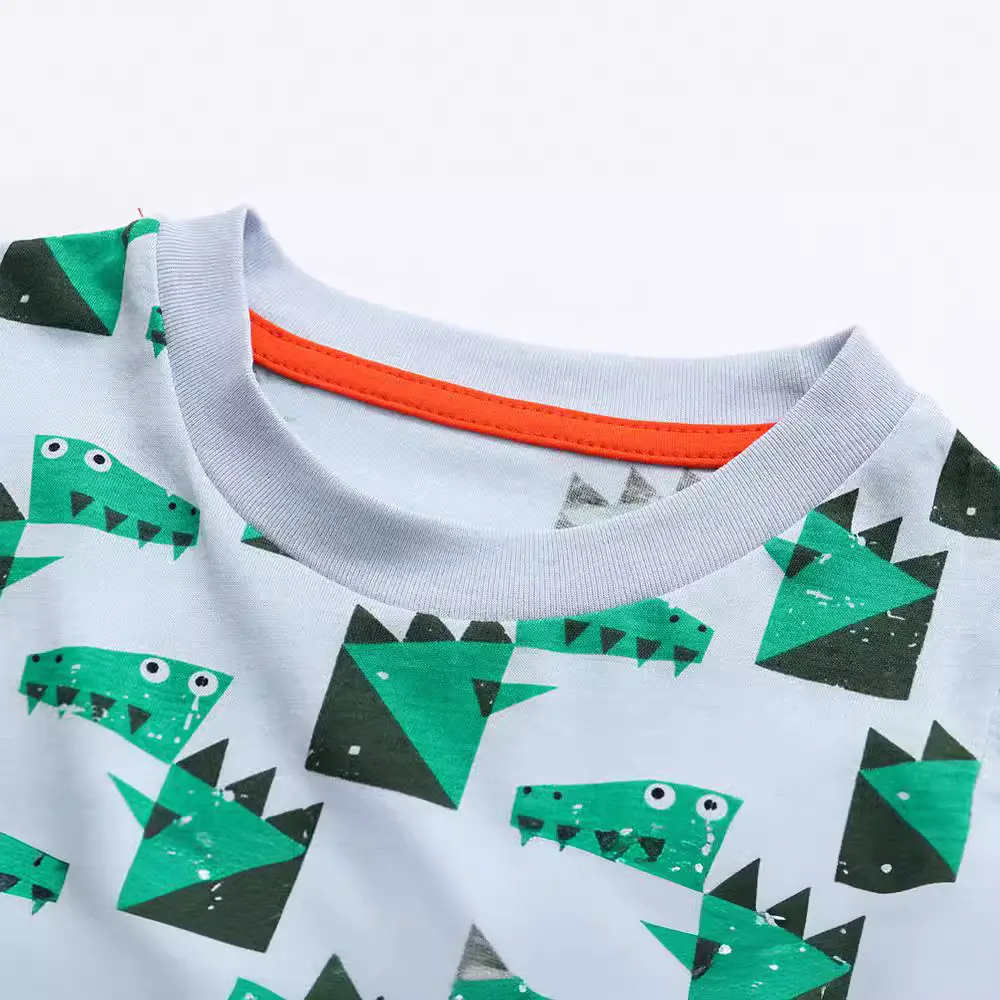 Kids Cotton Printed T-Shirt Green White Medium Small - Image 2