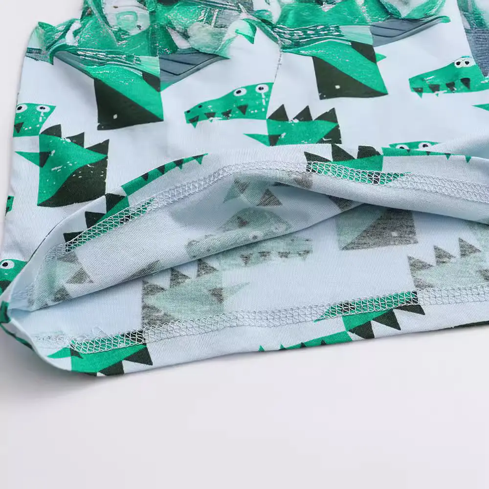 Kids Cotton Printed T-Shirt Green White Medium Small - Image 4