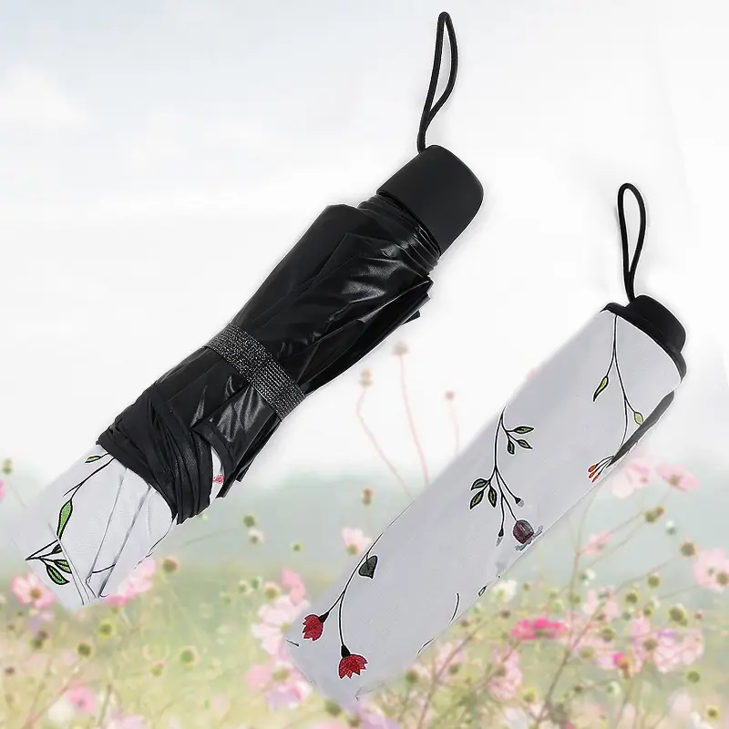 Women Anti-UV Sun Umbrella 96cm Pink Floral - Image 27
