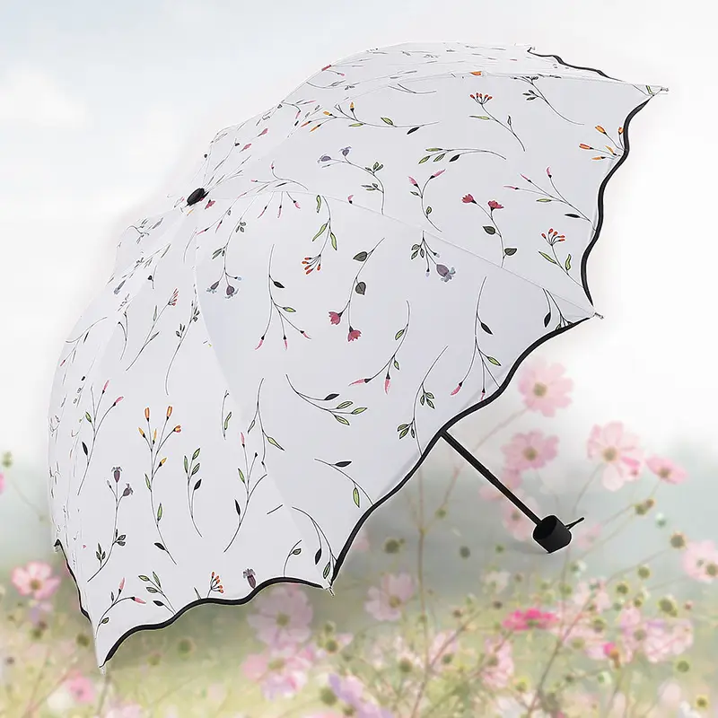 Women Anti-UV Sun Umbrella 96cm Pink Floral - Image 28