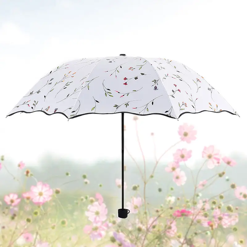 Women Anti-UV Sun Umbrella 96cm Pink Floral - Image 29