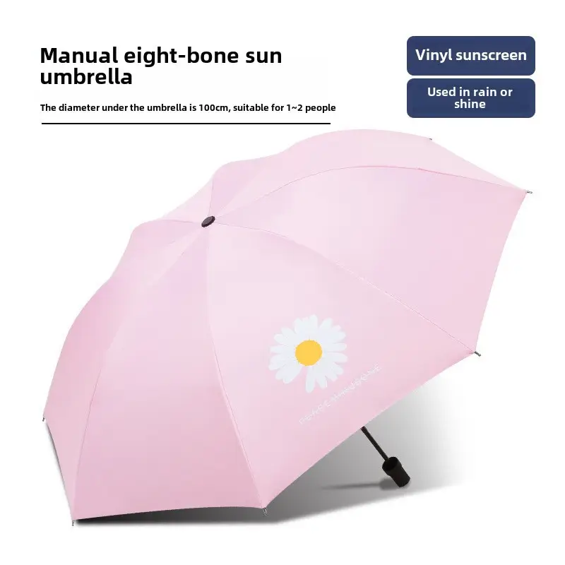 Women Anti-UV Sun Umbrella 96cm Pink Floral - Image 19