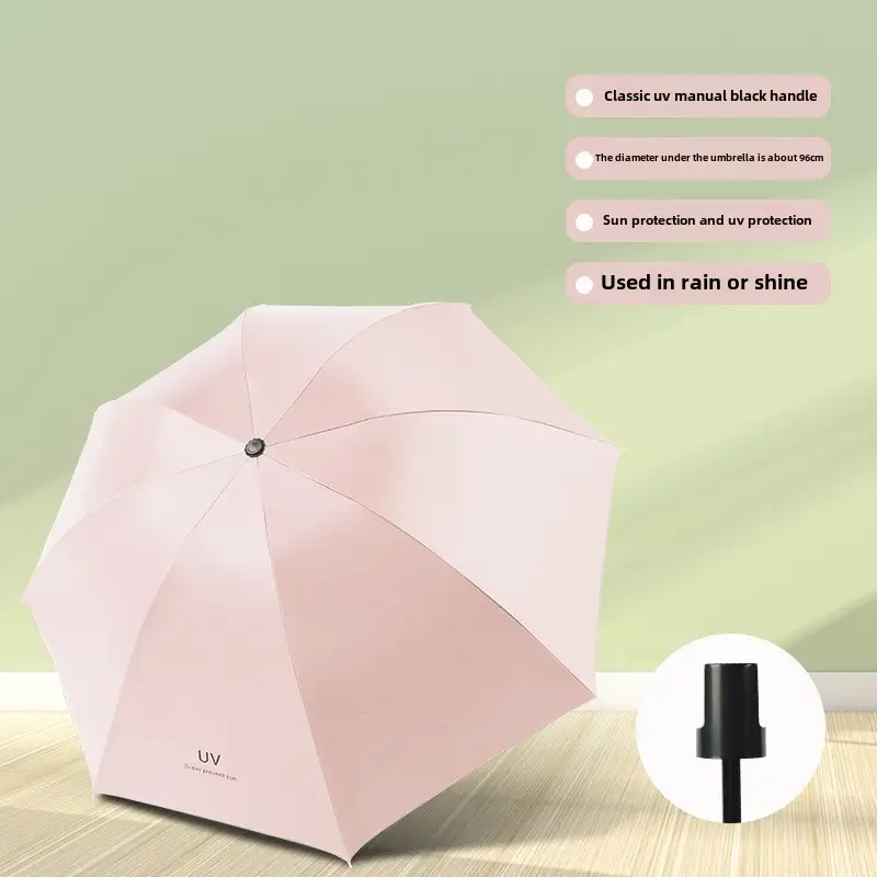 Women Anti-UV Sun Umbrella 96cm Pink Floral - Image 8