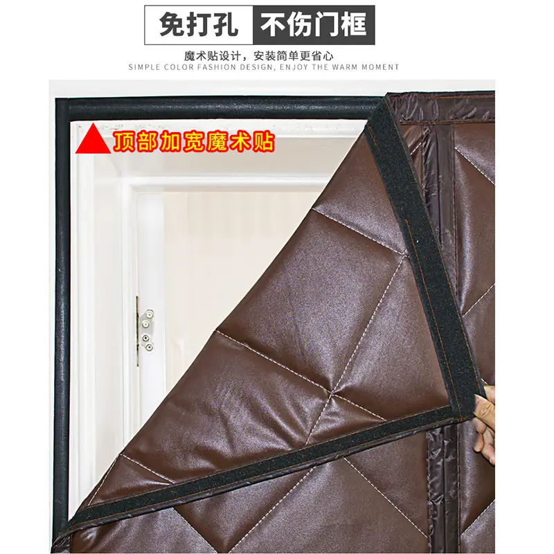 Autumn Winter Cotton Door Curtain Heavy Duty Windproof Sound Insulated Brown - Image 7
