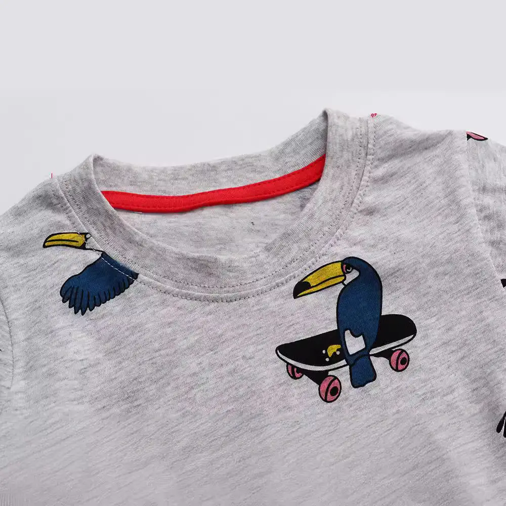 Kids Eagle Print T-Shirt Grey Summer Wear
