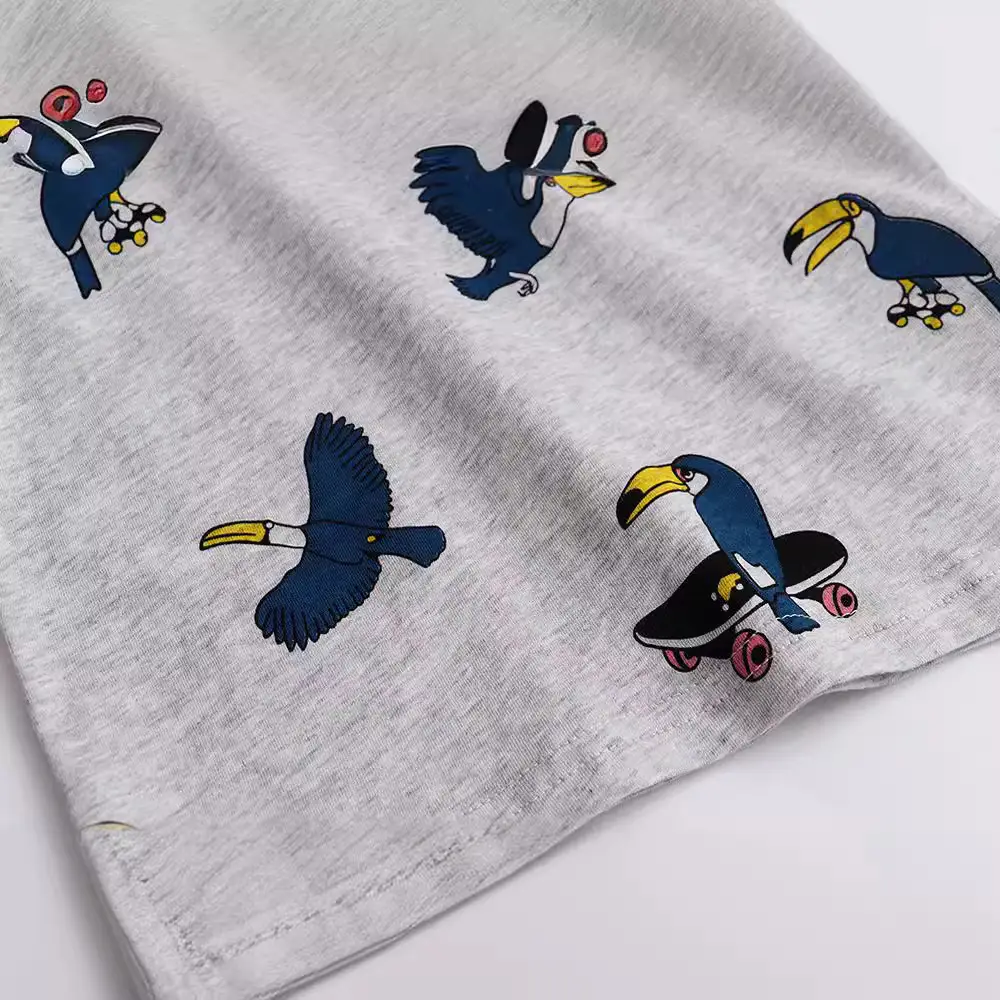 Kids Eagle Print T-Shirt Grey Summer Wear