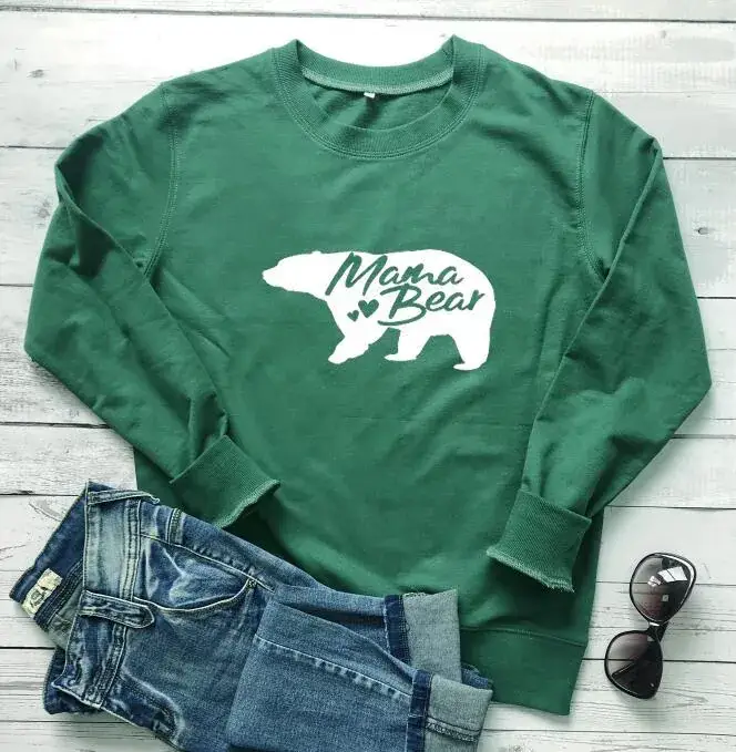Green Mama Bear Two Love Sweatshirt with Deer Design - Image 7