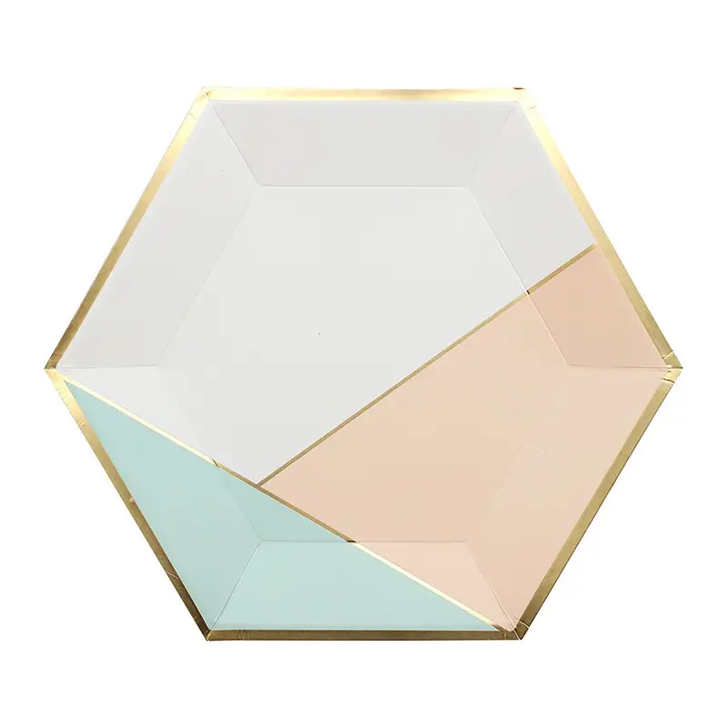 New Pink Hexagon Disposable Cake Plate Party Picnic Plate Birthday Fruit Snack Plate - Image 11