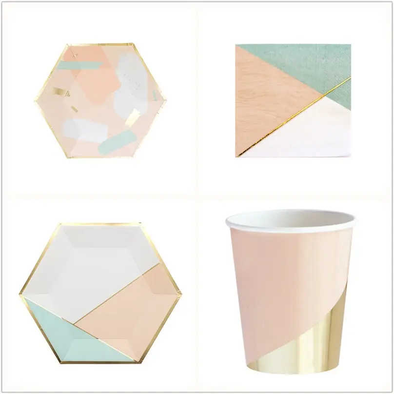 New Pink Hexagon Disposable Cake Plate Party Picnic Plate Birthday Fruit Snack Plate - Image 5