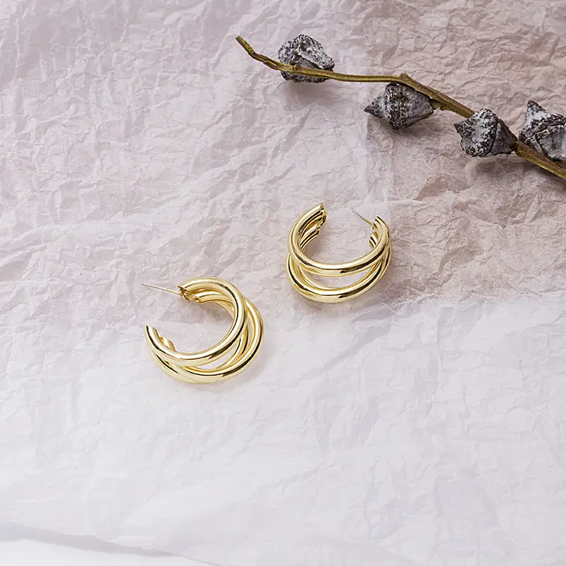 Golden C-Shape Stud Earrings for Women - Image 5