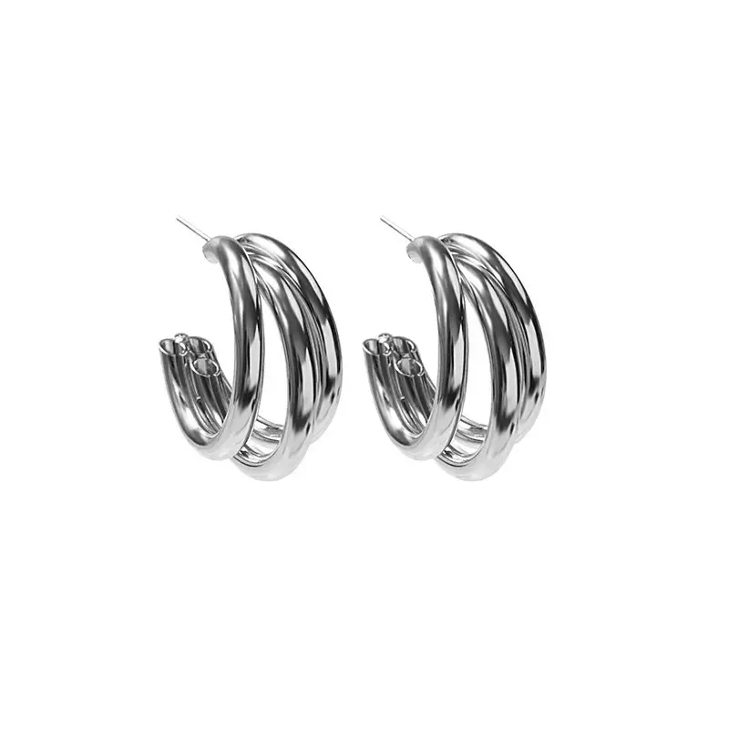 Golden C-Shape Stud Earrings for Women - Image 2