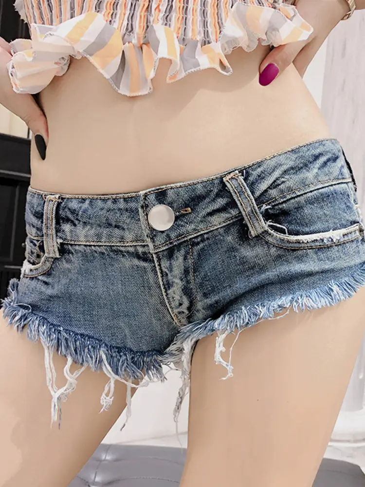 Women Low Rise Triangle Denim Shorts Hot Butt Lifting Leggings Set - Image 5