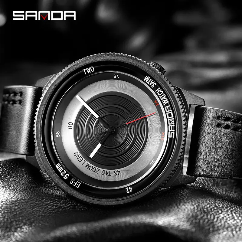 Sanda Men's Black Quartz Watch Waterproof Belt - Image 5