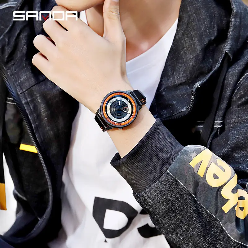 Sanda Men's Black Quartz Watch Waterproof Belt - Image 6