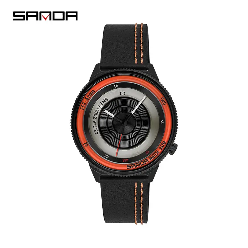 Sanda Men's Black Quartz Watch Waterproof Belt - Image 2