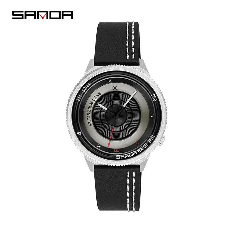 Sanda Men's Black Quartz Watch Waterproof Belt - Image 3