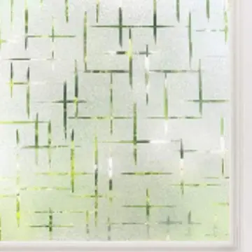 Glass Window Stickers Silver Leaf Pattern 3D Decor