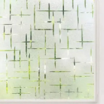 Glass Window Stickers Silver Leaf Pattern 3D Decor