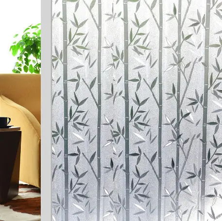 Glass Window Stickers Silver Leaf Pattern 3D Decor