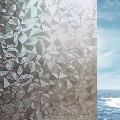 Glass Window Stickers Silver Leaf Pattern 3D Decor