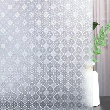 Glass Window Stickers Silver Leaf Pattern 3D Decor