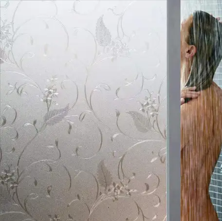 Glass Window Stickers Silver Leaf Pattern 3D Decor