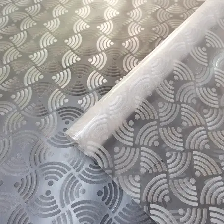 Glass Window Stickers Silver Leaf Pattern 3D Decor