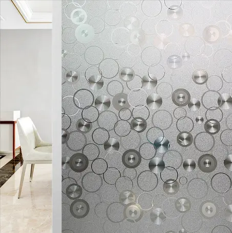 Glass Window Stickers Silver Leaf Pattern 3D Decor