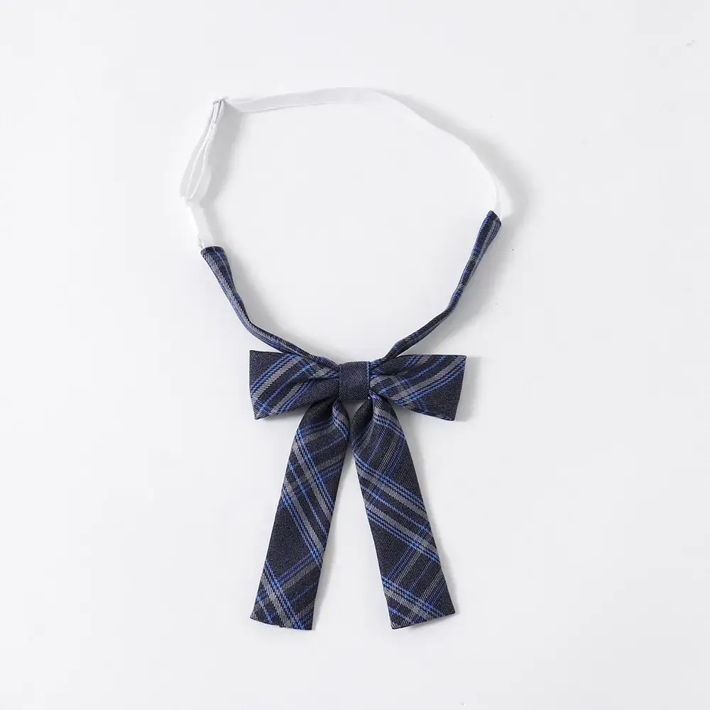 Blue Plaid Bow Tie for Men Collar Uniform - Image 3