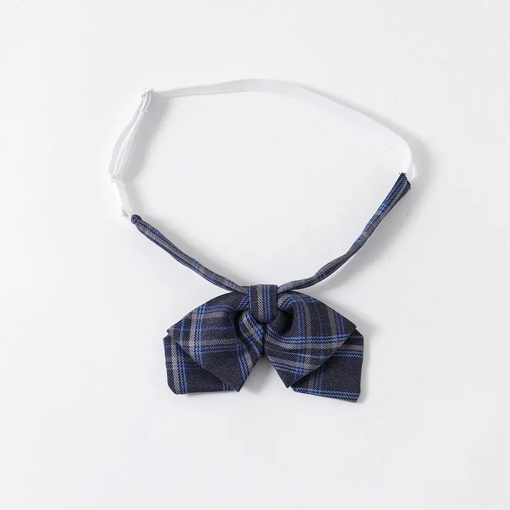 Blue Plaid Bow Tie for Men Collar Uniform - Image 4