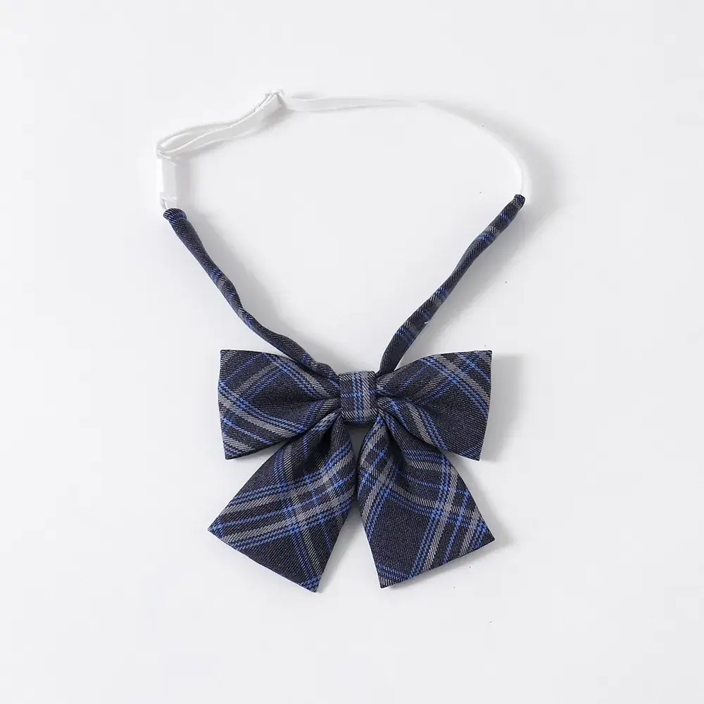 Blue Plaid Bow Tie for Men Collar Uniform - Image 5