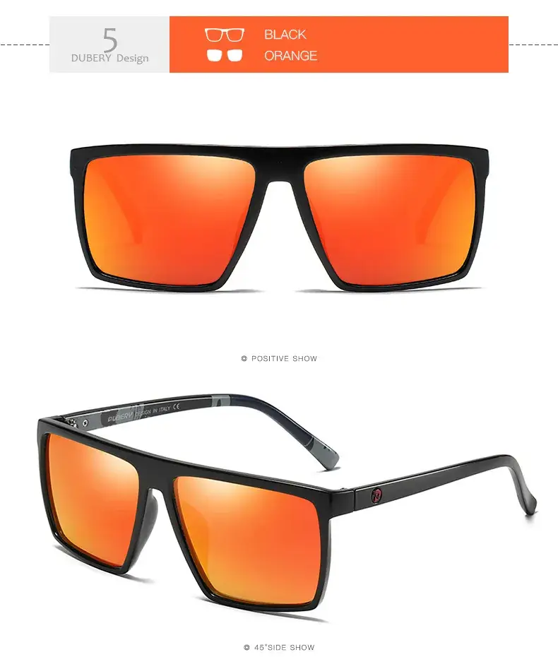 DUBERY Polarized Sunglasses Orange Film Sports Driving - Image 5