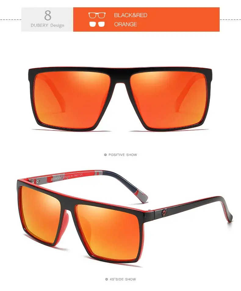 DUBERY Polarized Sunglasses Orange Film Sports Driving - Image 8