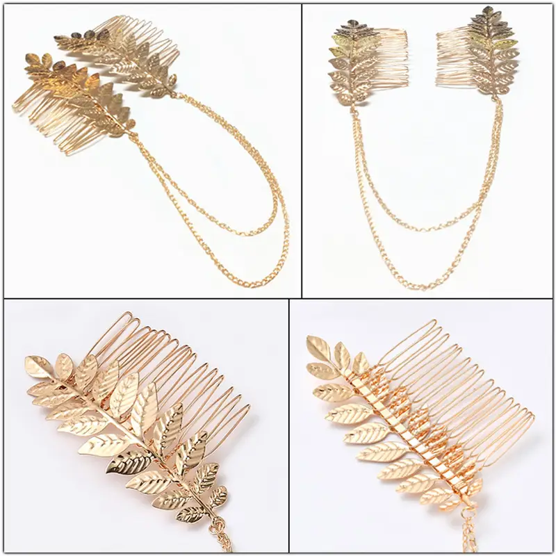 Golden Tassel Tree Leaf Hair Comb Set for Women - Image 5